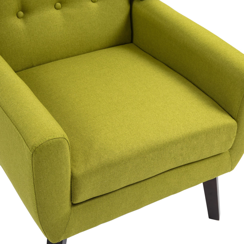 Modern Cotton Linen Upholstered Armchair Tufted Accent Chair