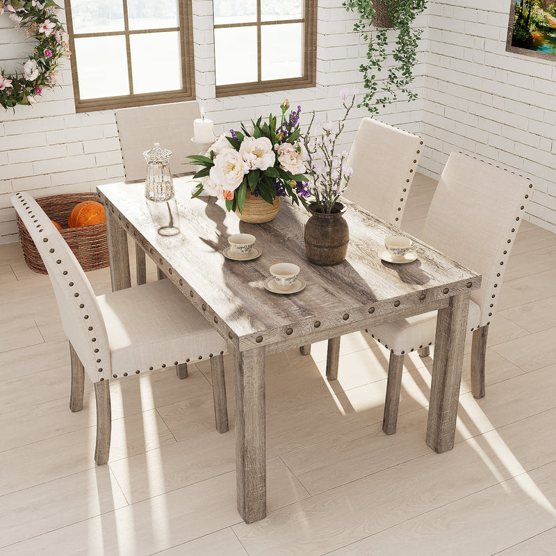 Morden Fort Farmhouse Dining Set Rectangular Table Chair 5-piece